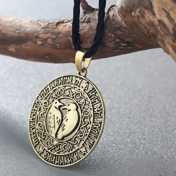 Viking Necklace Bird Pendant • Retro Odin Rune Symbol • Antique Slavic Nordic - Picture 7 of 7